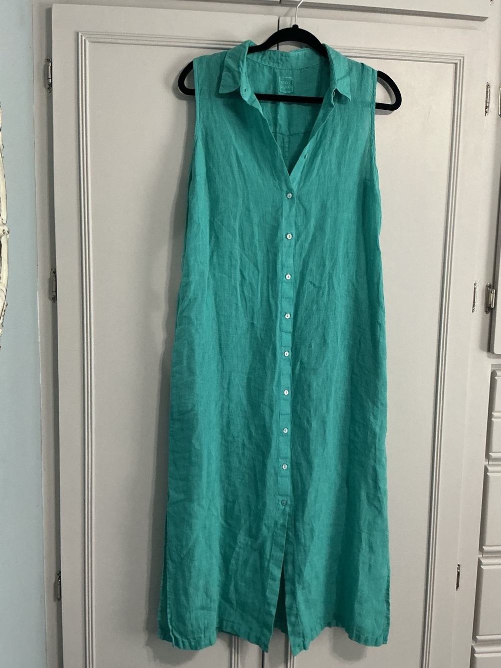 120% LINO Sleeveless Long Shirt Dress 44(M/L)